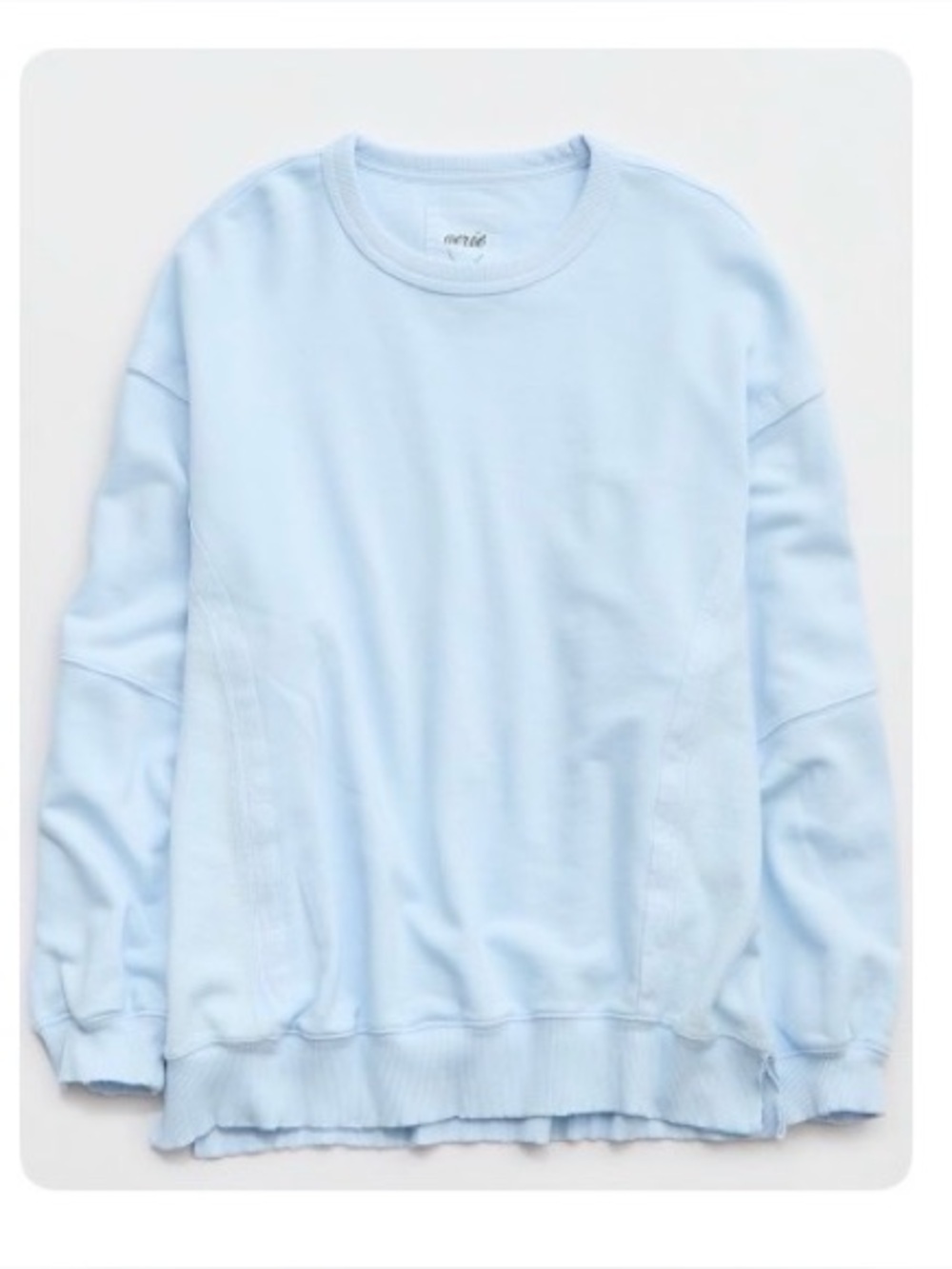 aerie womans  Eyelet Blue Keep it light Crewneck Sweater - Picture 3 of 3